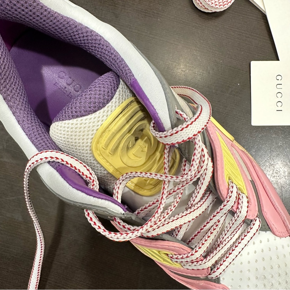 Gucci Women's Basket Lace Up Low Top Sneakers Size 8.5 New - Picture 3 of 15